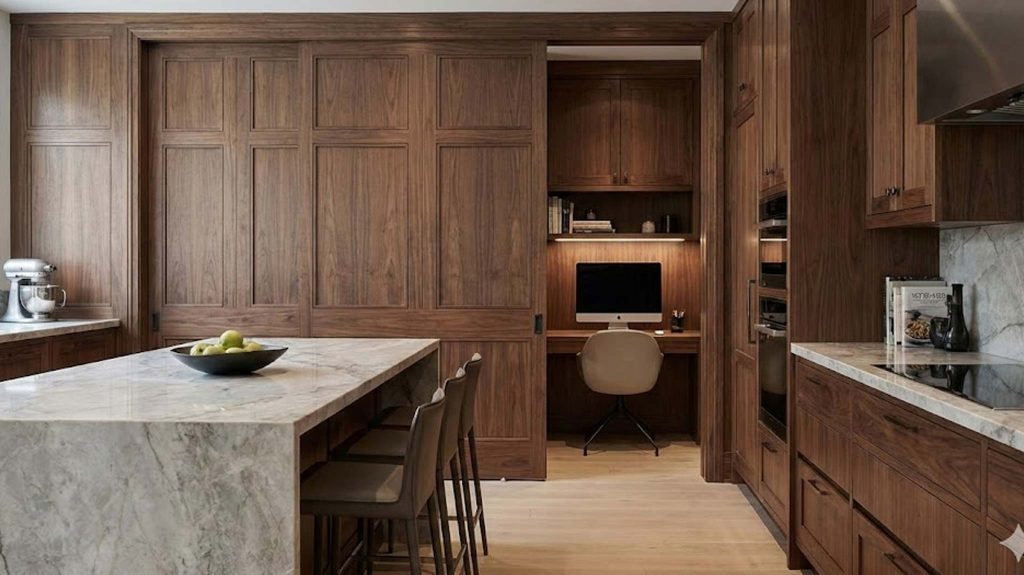 Elegant kitchen with hidden office