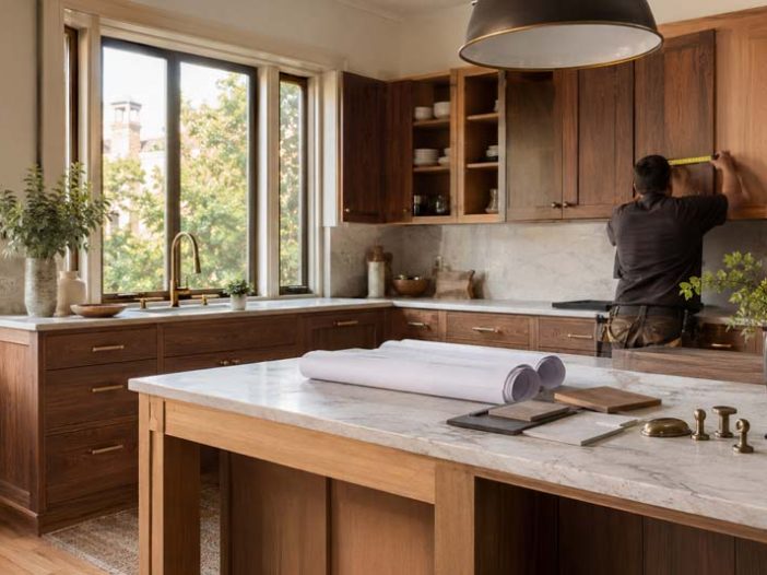 Custom cabinetry installation during a kitchen remodel in Louisville, Kentucky